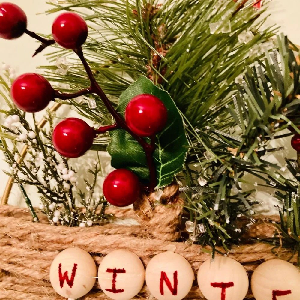 Handmade Winter Wreath 8 inches Holiday Christmas Art Door Hanging Berries